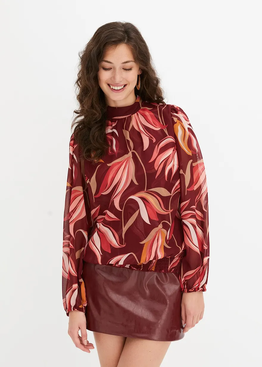 Chiffonbluse mit Ballonärmeln
