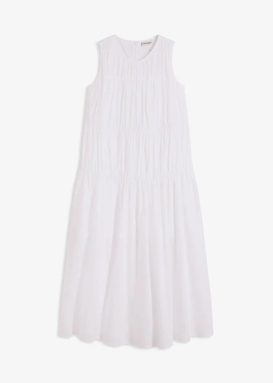 Maxikleid mit Raffungen aus Baumwolle