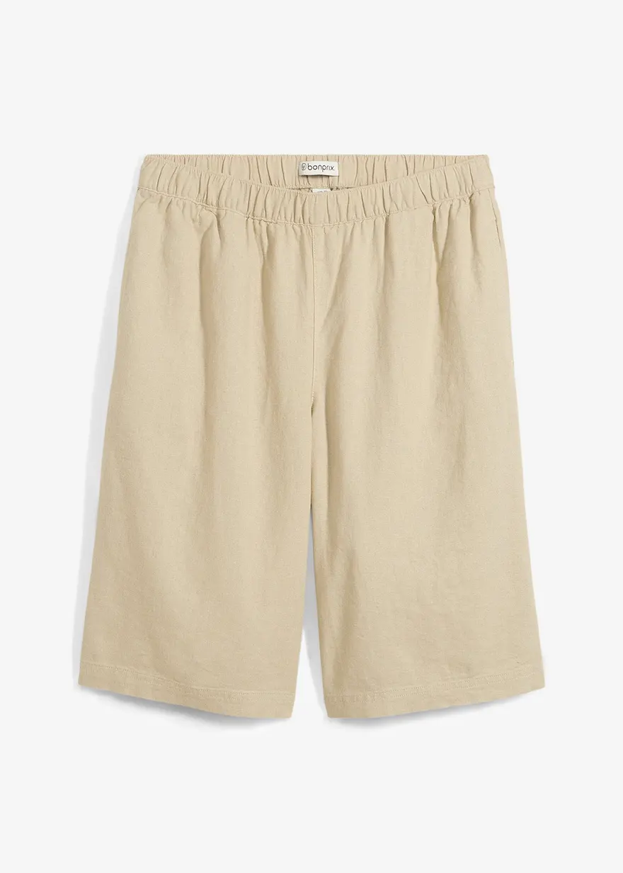 Bermudas aus Leinen-Viskose-Mix, High-Waist
