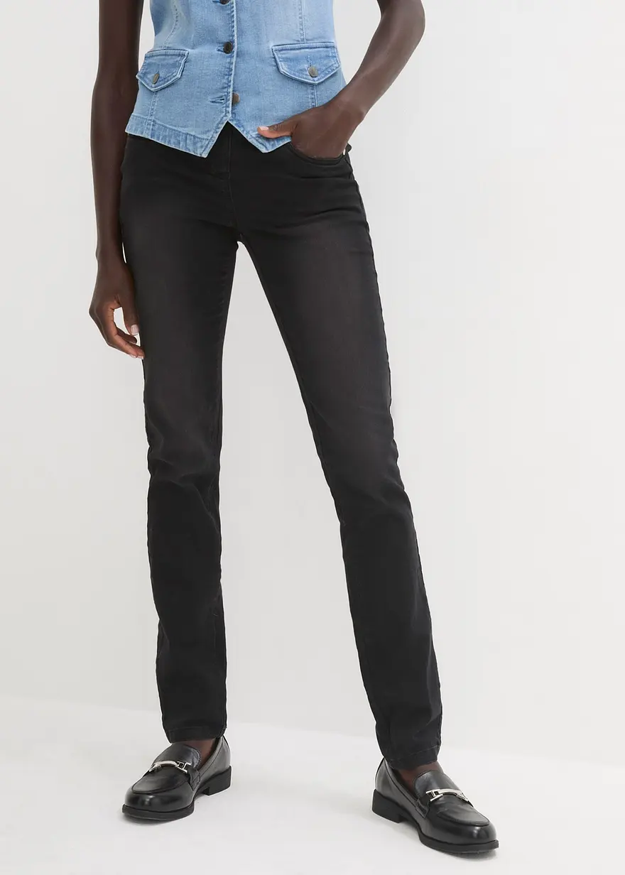 Straight-Jeans Mid Waist, Super Stretch mit Bequembund