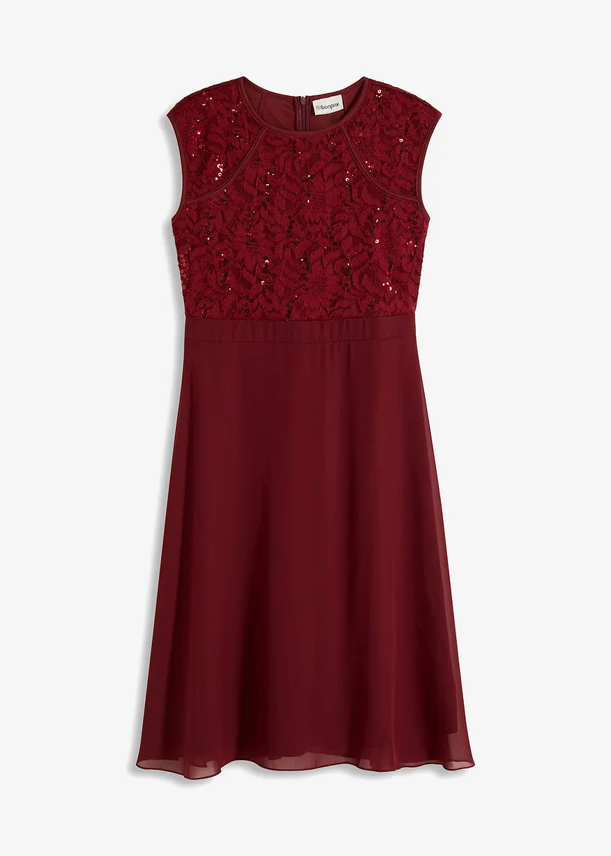 Chiffonkleid mit Spitze und bestickten Pailletten