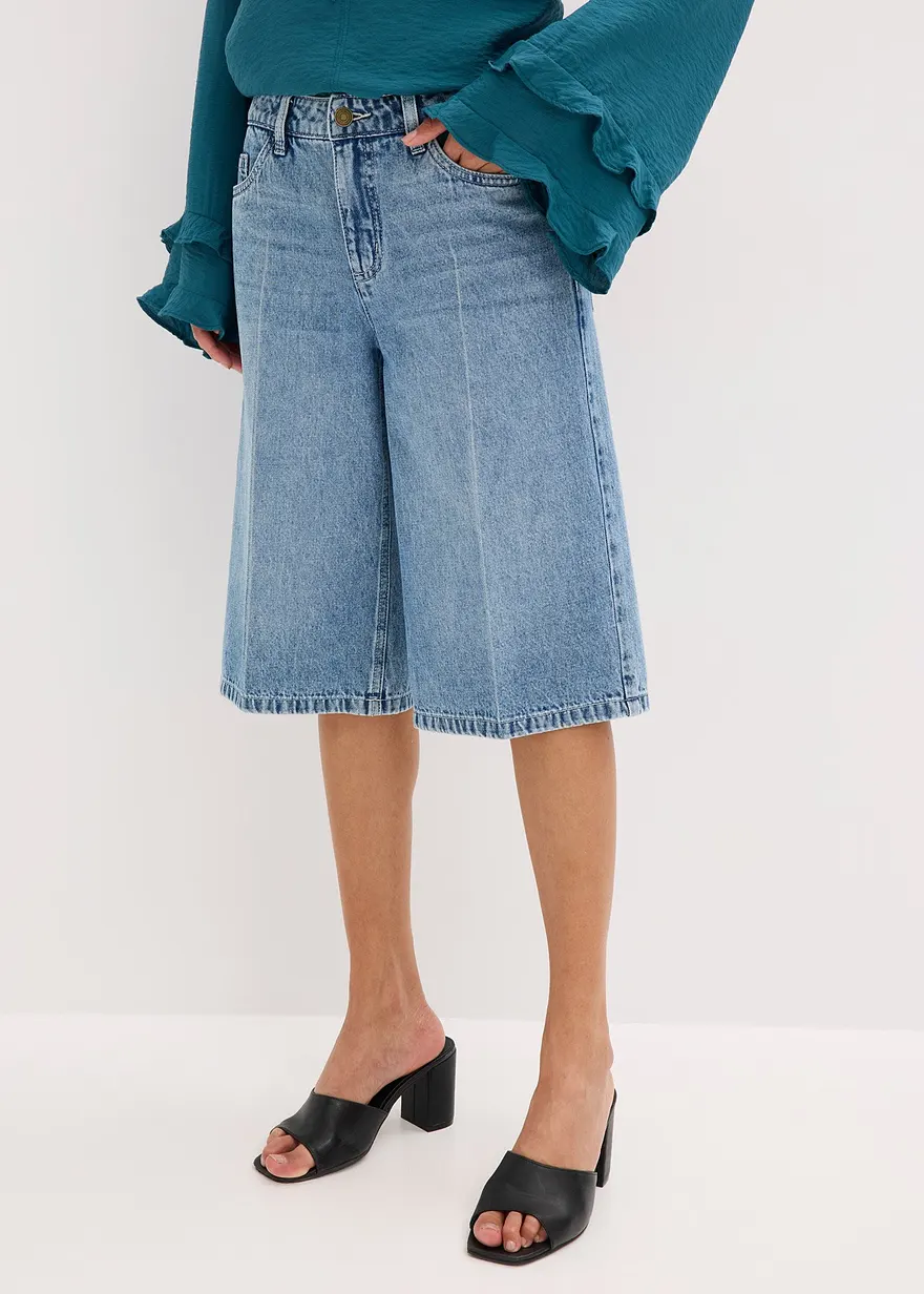 Jeans-Bermuda Mid Waist, Low Stretch