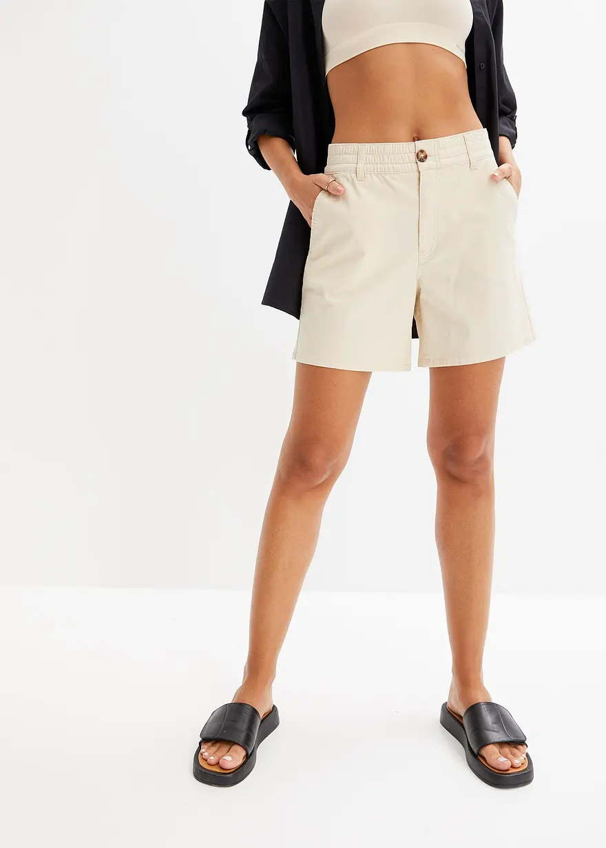 High Waist Shorts aus Twill