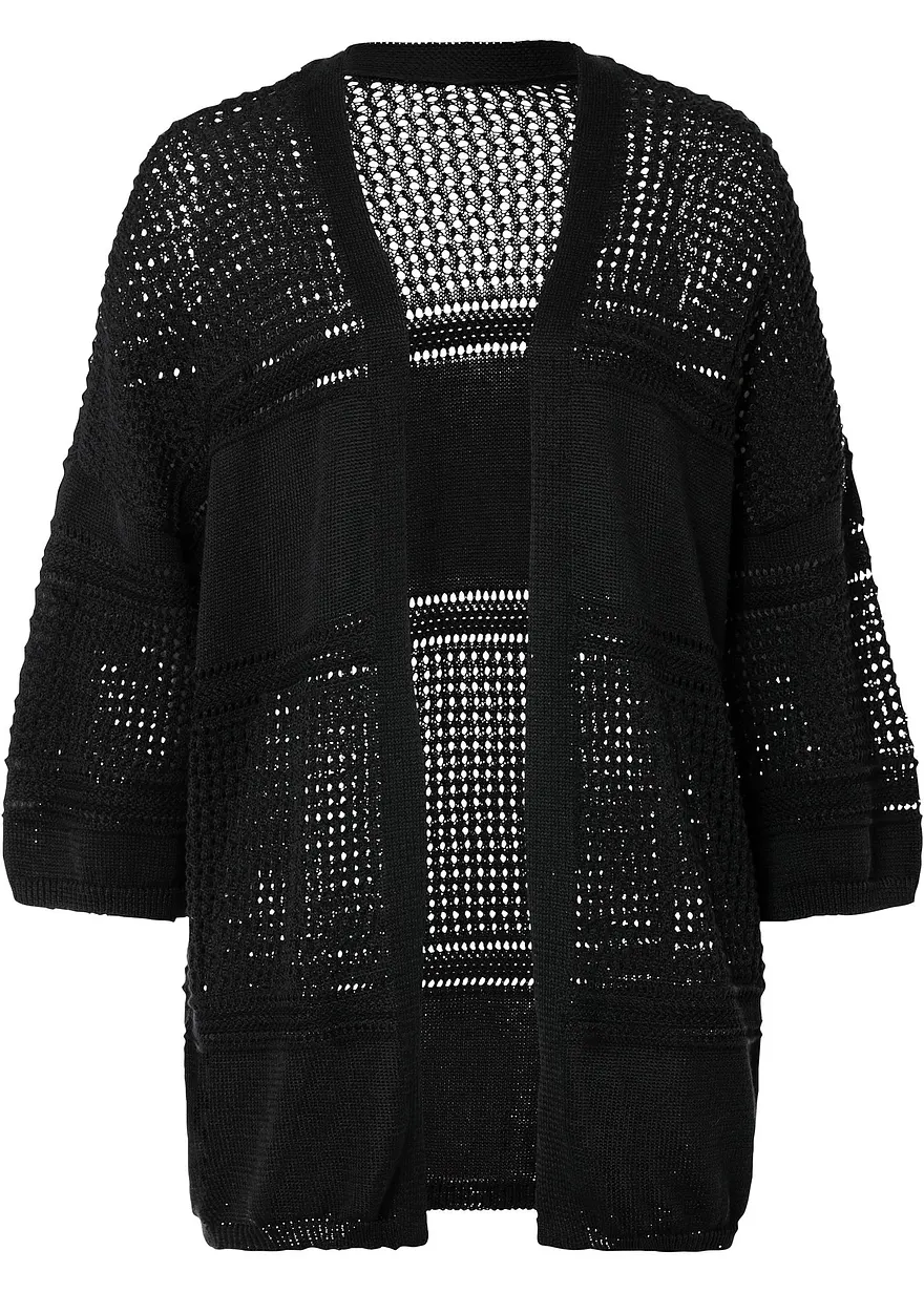 Oversized Cardigan mit Ajourmuster