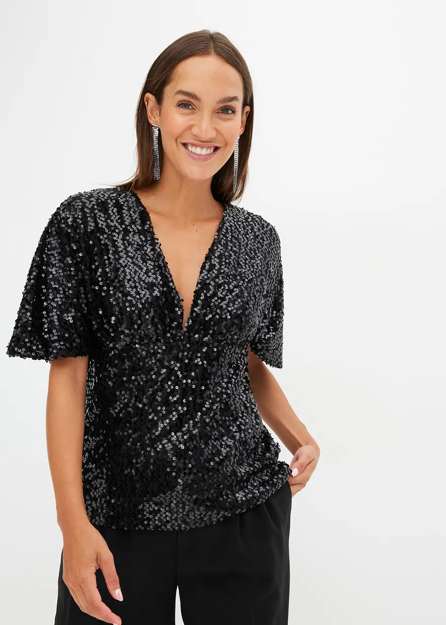Kurzes Shirt mit Pailletten