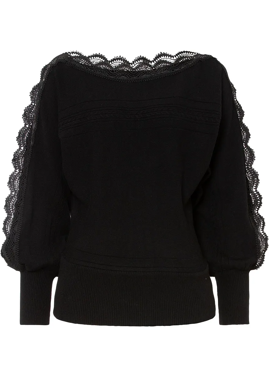 Feinstrickpullover mit Spitze