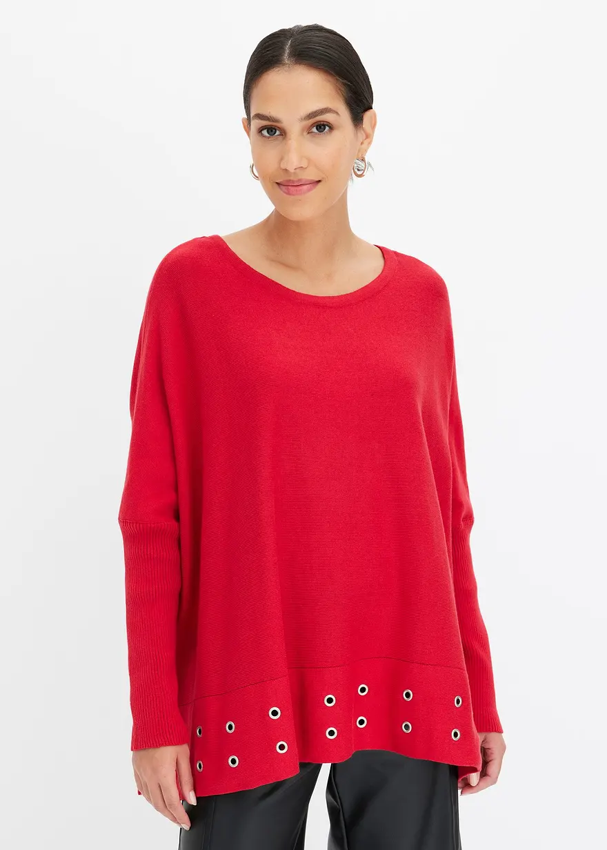 Poncho Pullover mit Ösen