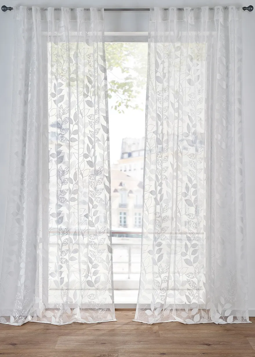 Jacquard Gardine mit Blatt Muster (1er Pack)