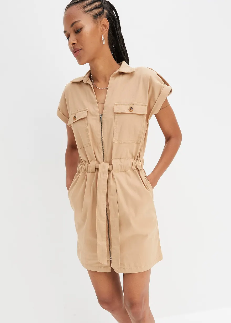 Twillkleid aus elastischem Baumwoll-Mix