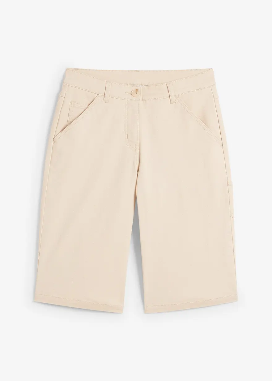 Knielange Baumwoll-Bermuda mit Utility-Details