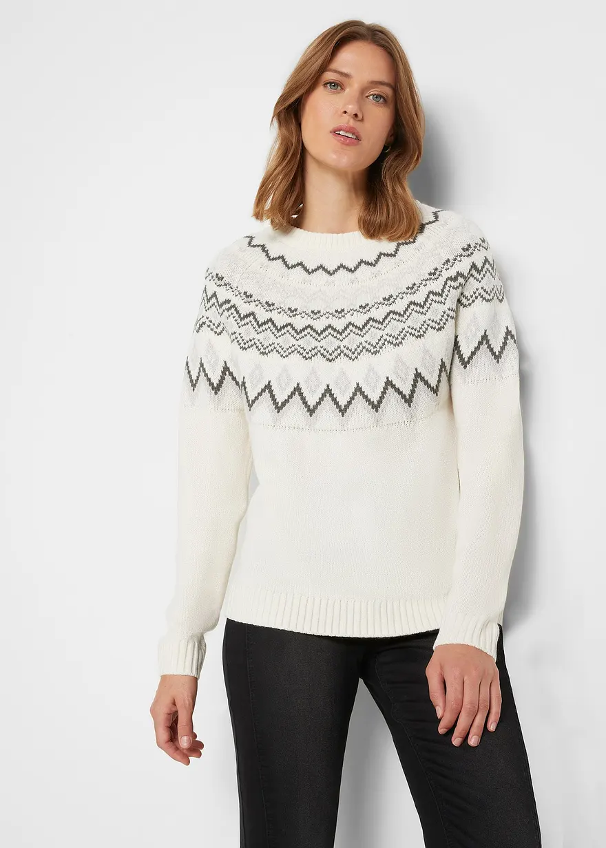 Hochgeschlossener Norweger-Pullover