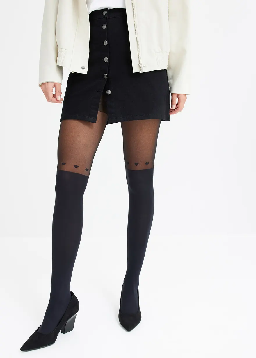 Overknee Strumpfhose mit Herzchen mit recyceltem Polyamid 60den