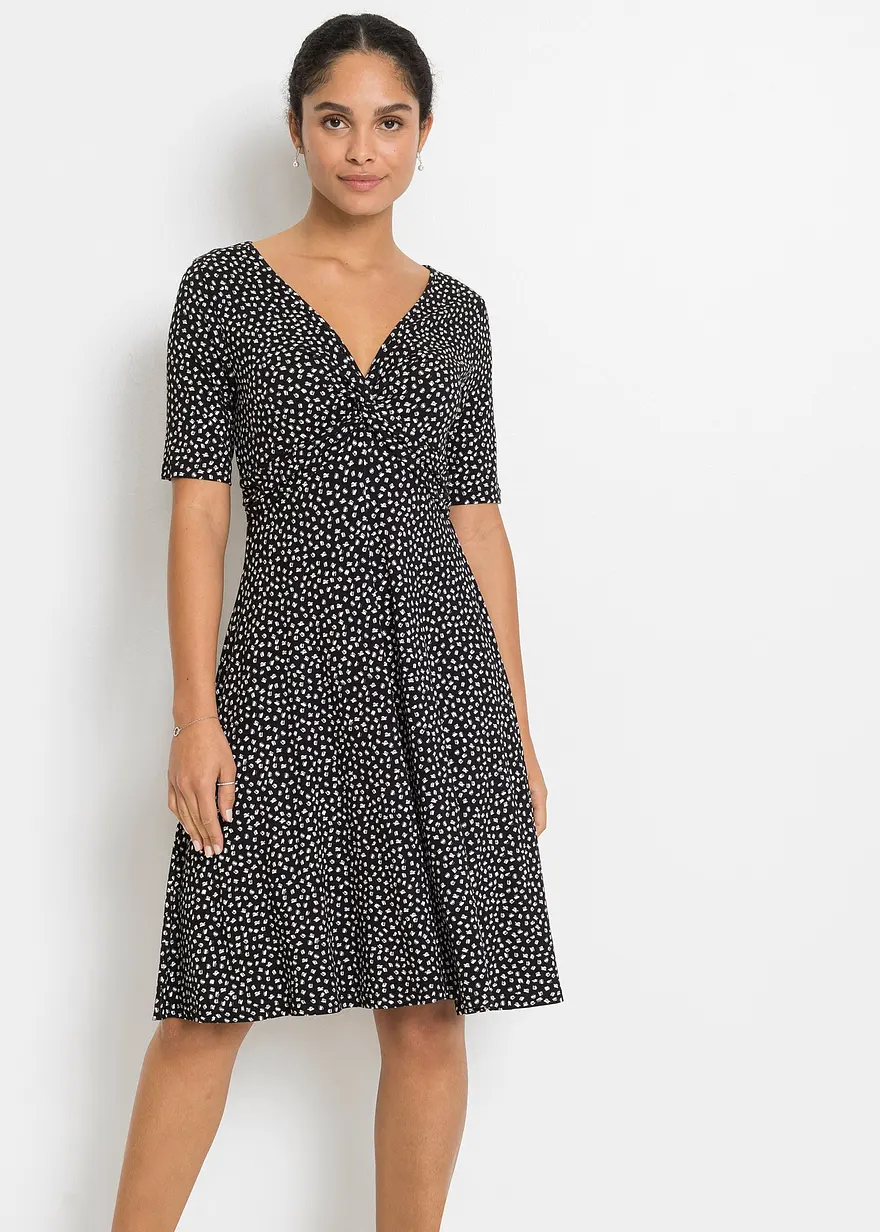Bedrucktes Jersey-Kleid mit Drapierung