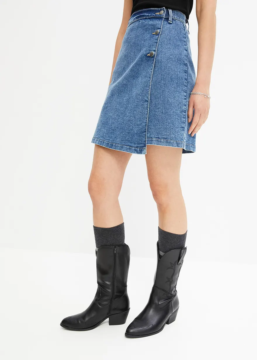Jeansrock Mid Waist, gewickelt