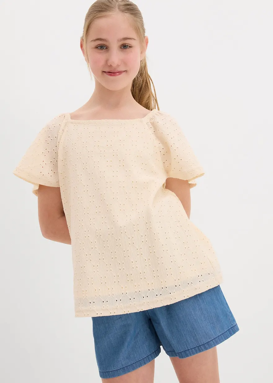 Shirtbluse mit Lochstickerei