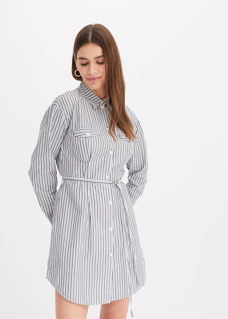 Gestreiftes Hemdkleid aus Popeline