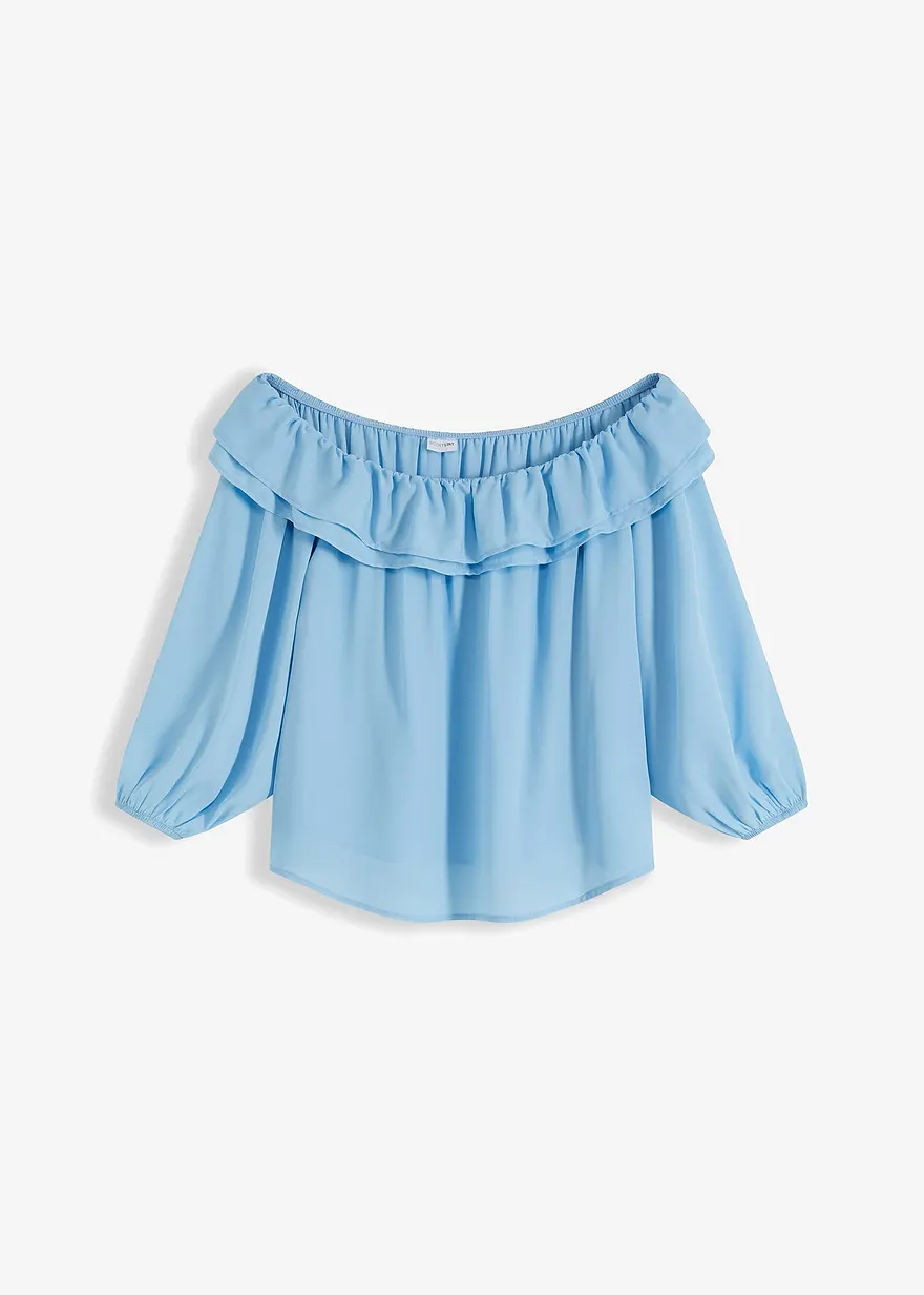 Carmenbluse aus recyceltem Polyester