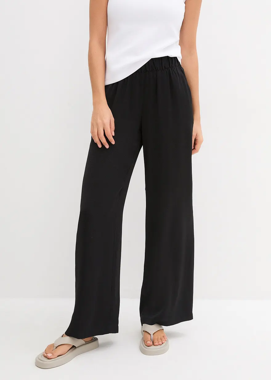 Leichte Palazzo-Hose aus strukturiertem Material