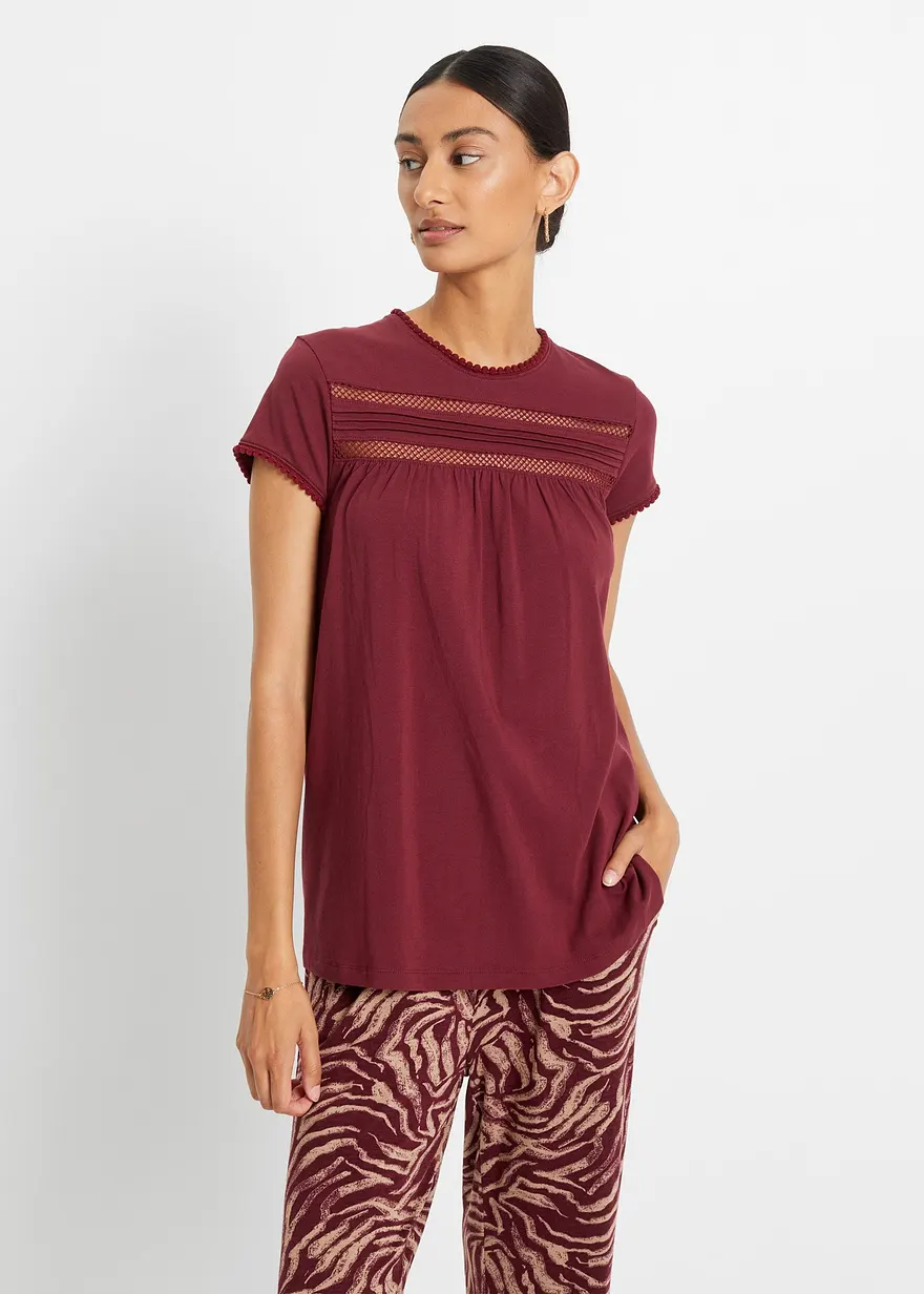Baumwoll-Shirt mit Spitze