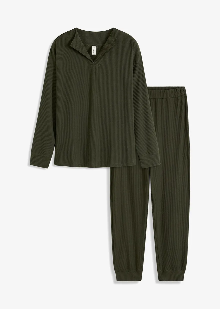 Oversized Loungewear Hausanzug aus weicher Rippe