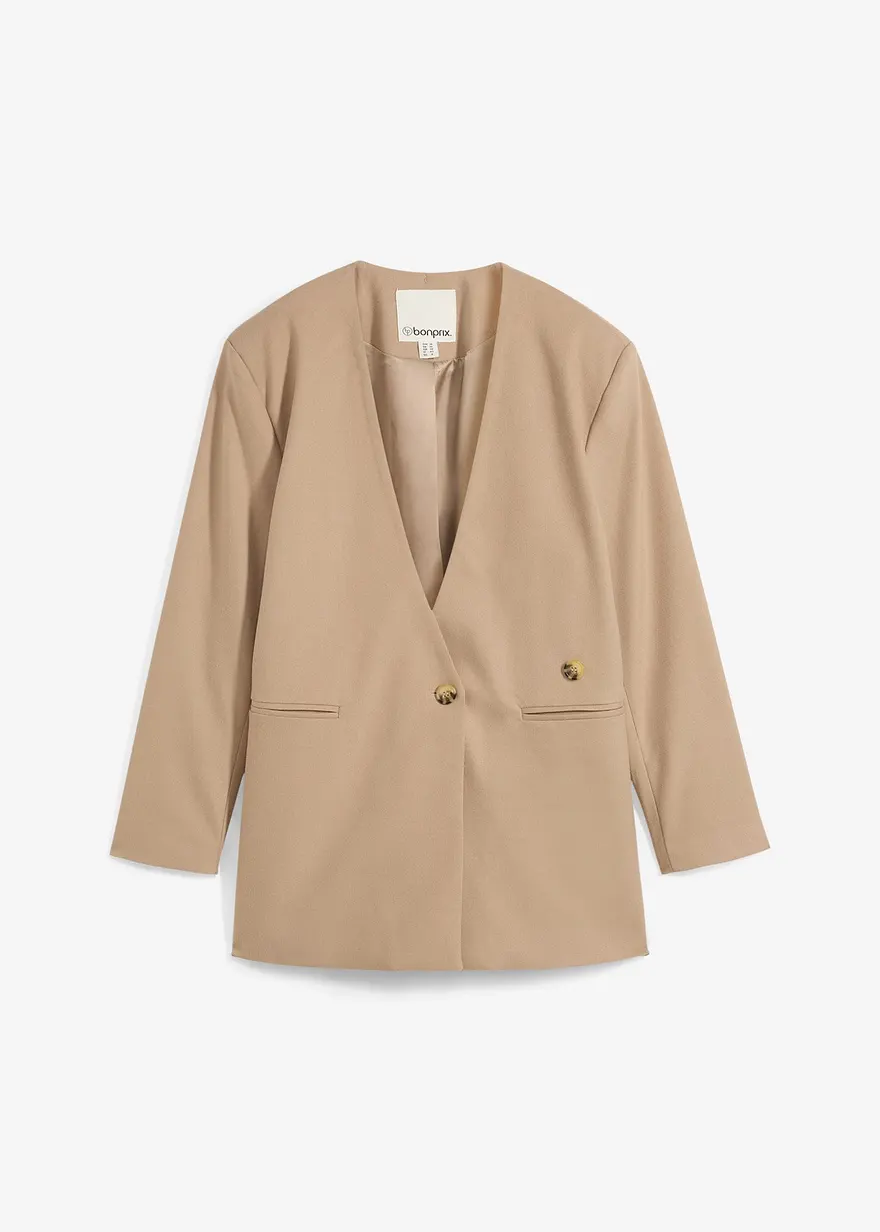 Oversize-Blazer mit Verschlussvarianten aus Viskose-Mix