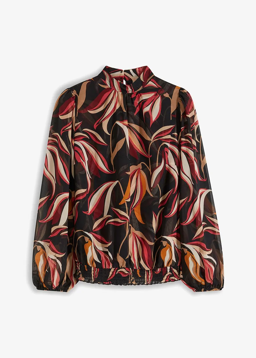 Chiffonbluse mit Ballonärmeln