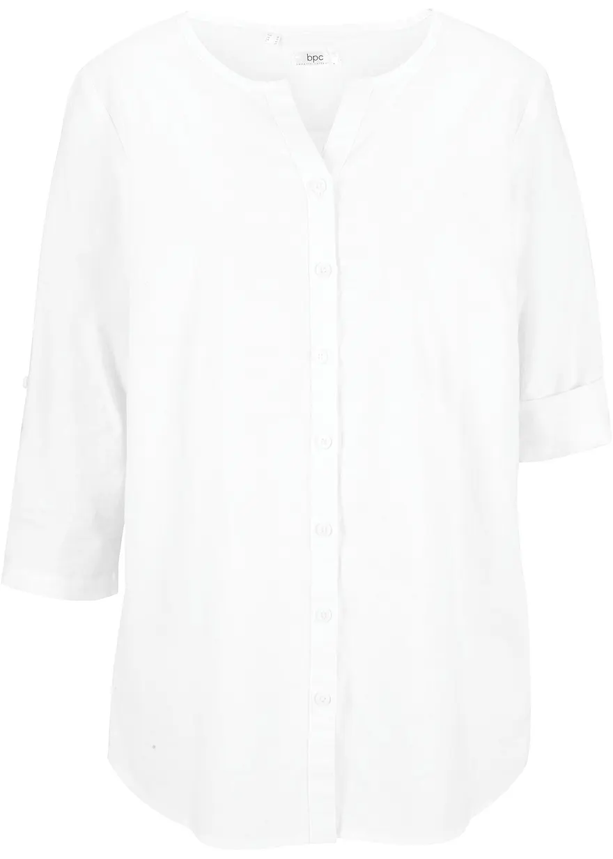 Bluse mit Leinen, 3/4 Arm