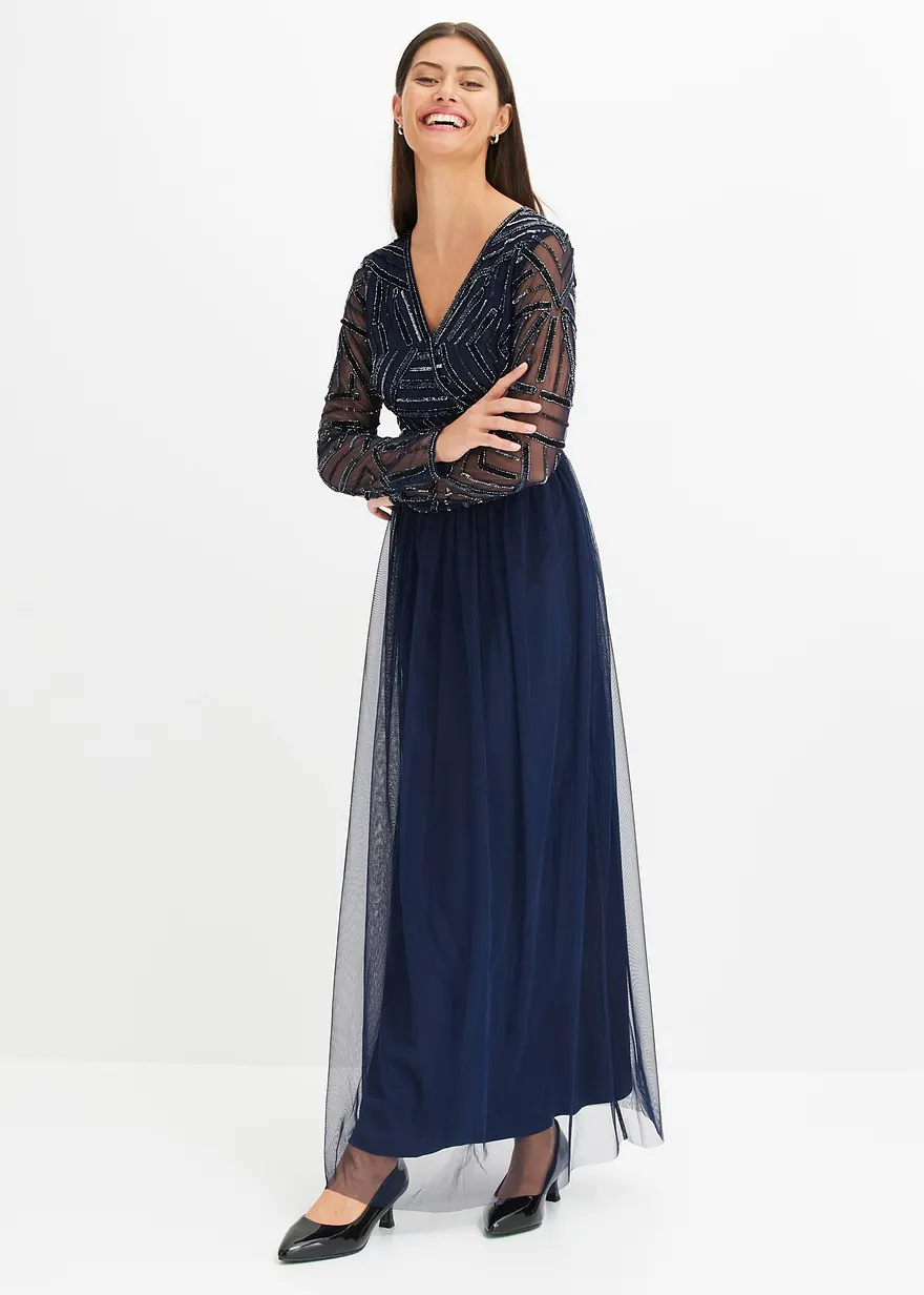 Maxikleid mit Pailettenstickerei