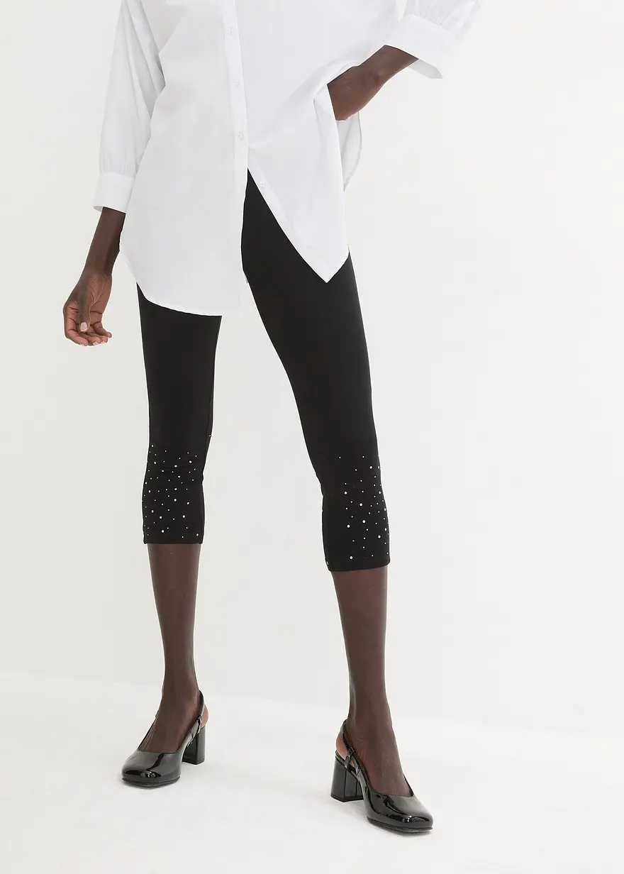 Capri-Leggings mit Glitzersteinen