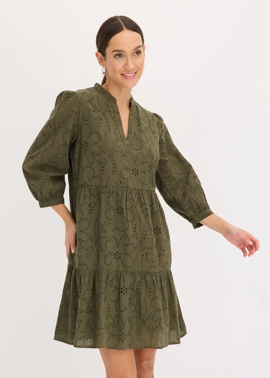 Tunika-Kleid mit Lochstickerei