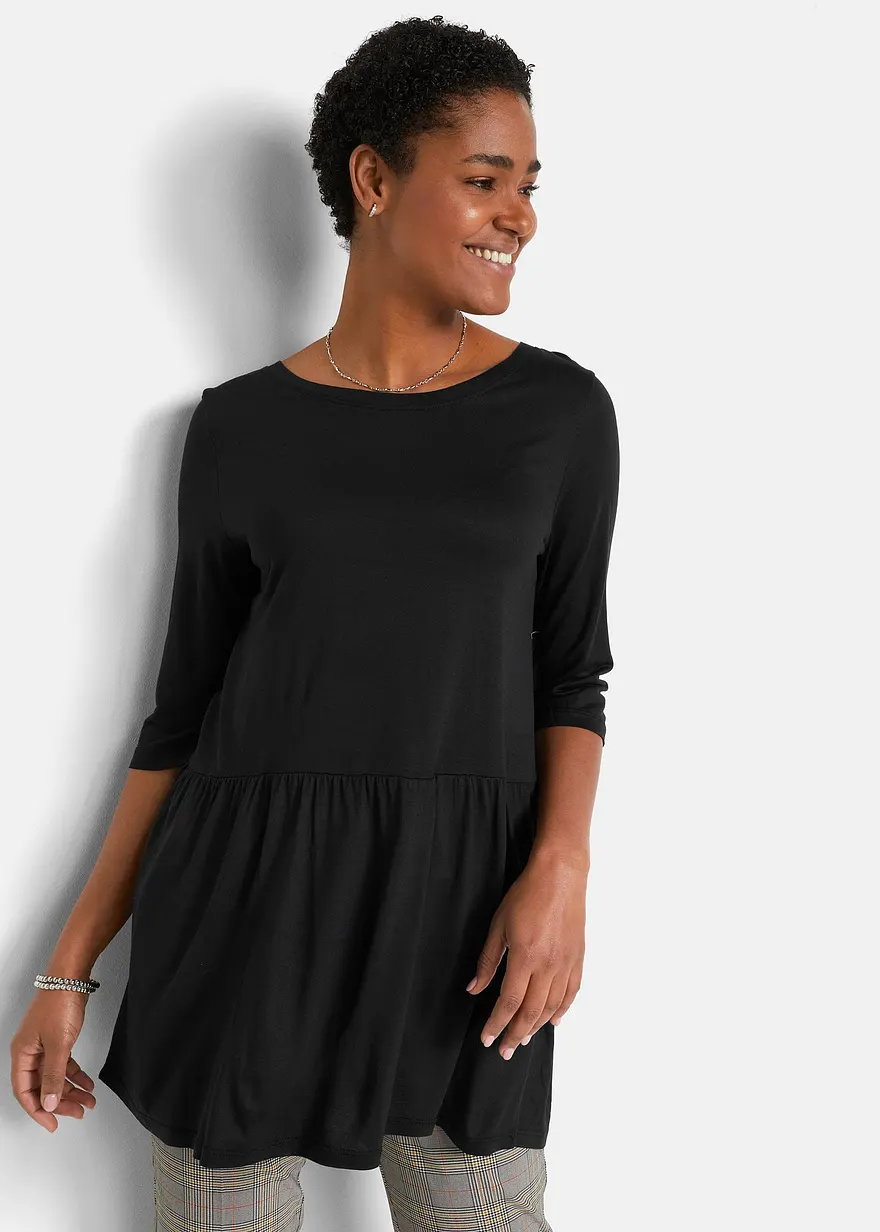 Longshirt aus Viskose mit Volant
