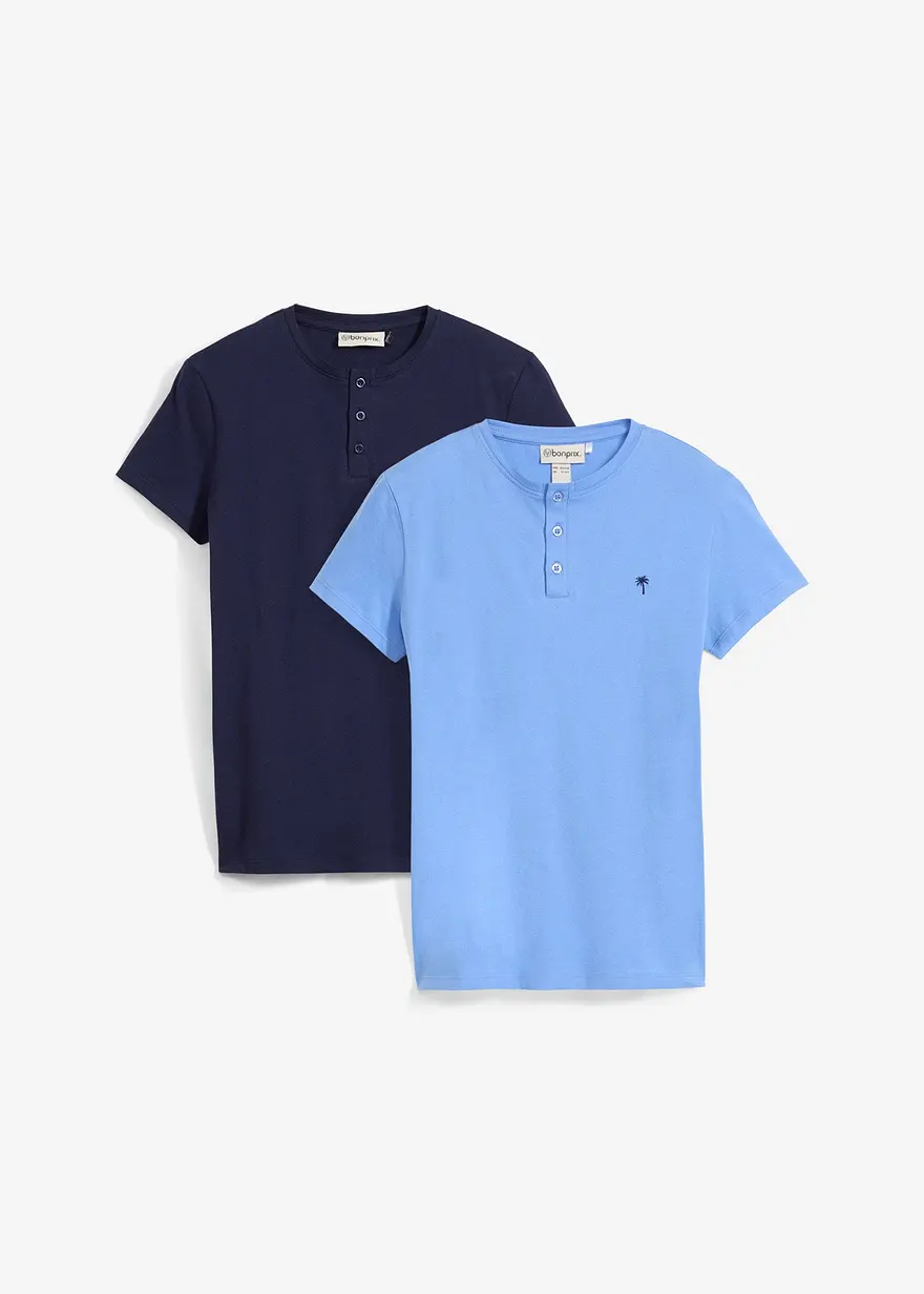Kurzärmeliges Henleyshirt (2er Pack) aus Bio Baumwolle