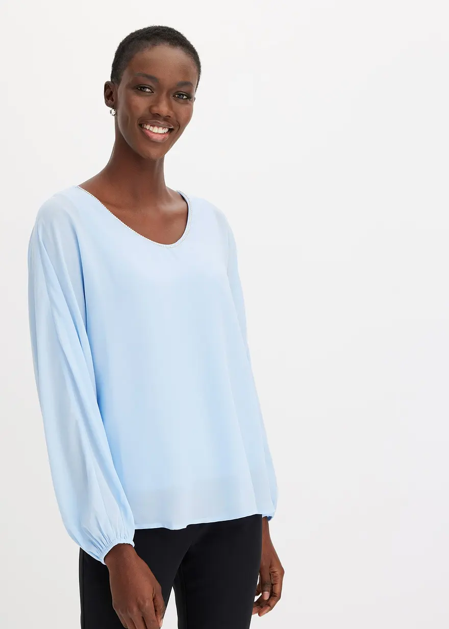 Chiffon-Tunika mit Glitzersteinchen