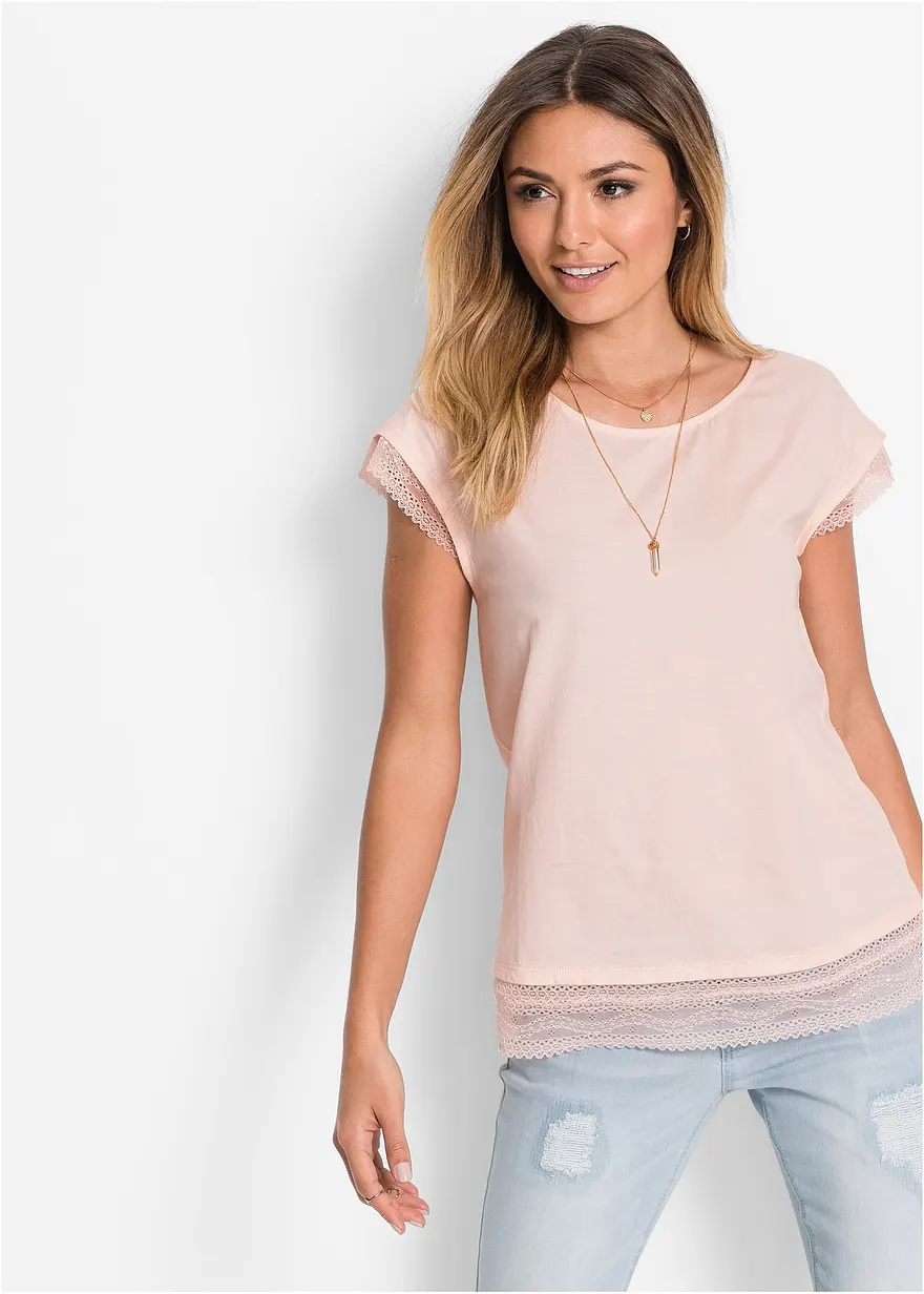 Boxy-Shirt mit Spitze