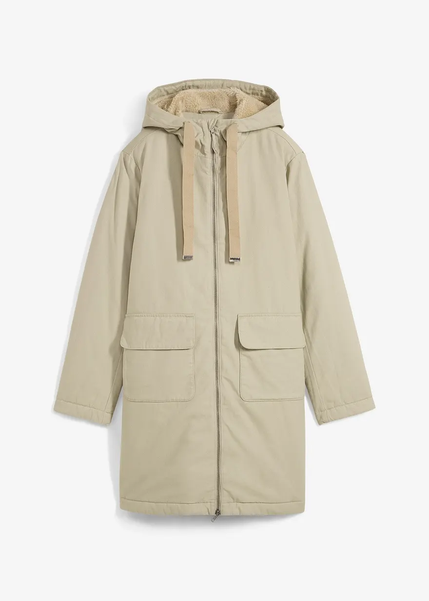 warm wattierter Winterparka mit Teddyfutter in Kapuze