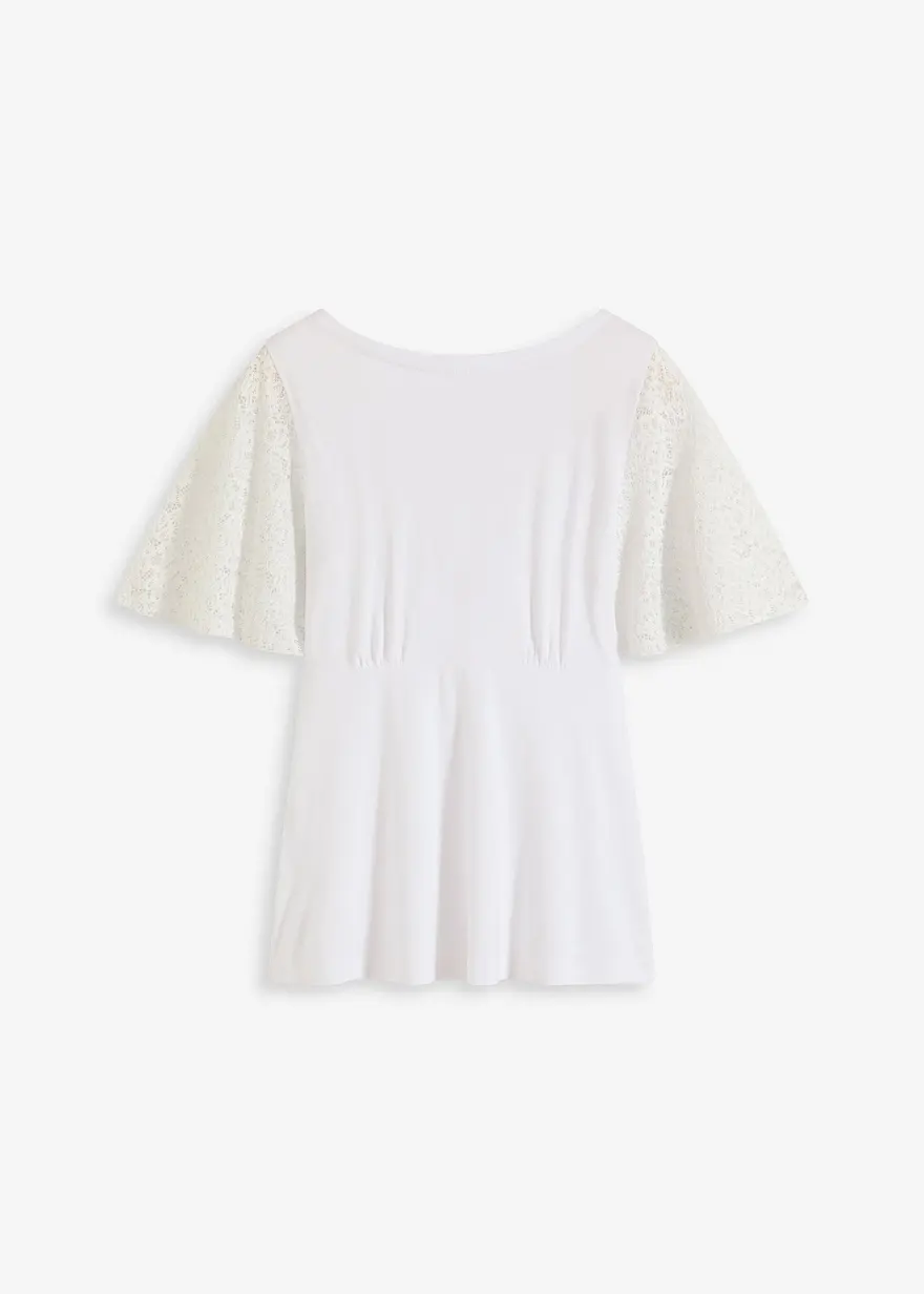 Shirt mit Spitzenärmeln