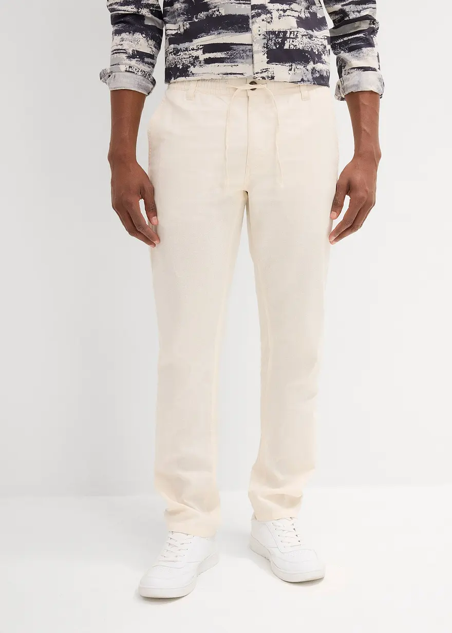 Regular Fit Chinohose mit Leinen, Straight