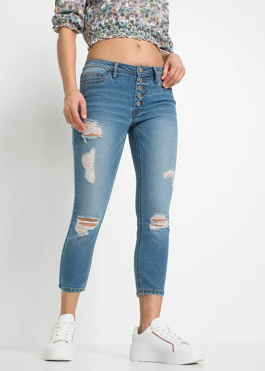 Skinny-Jeans, Mid Waist, Destroyed