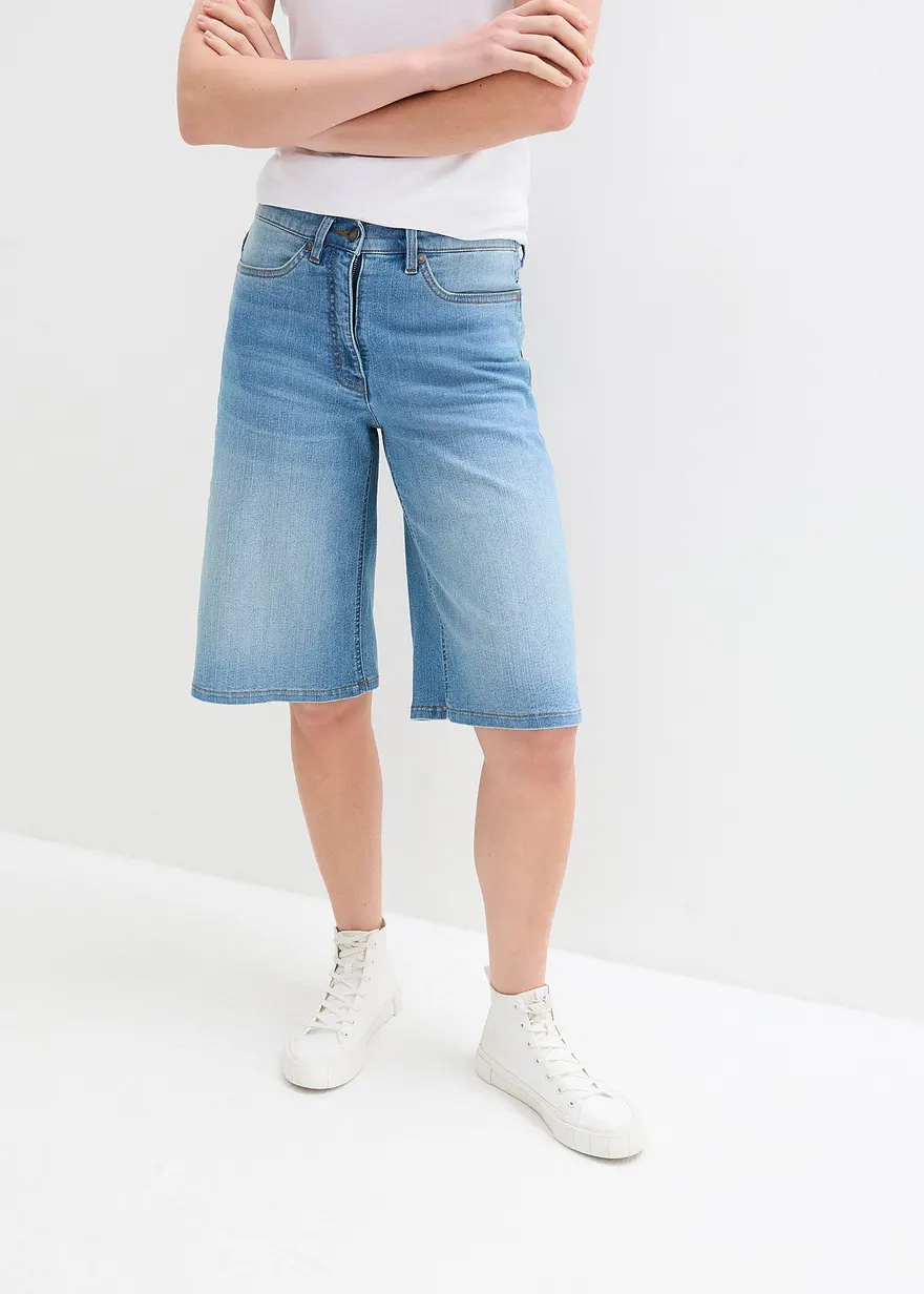 Jeans Bermuda High Waist, Stretch