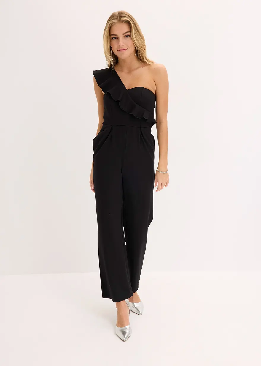 One-Shoulder-Jumpsuit aus leichter Viskose