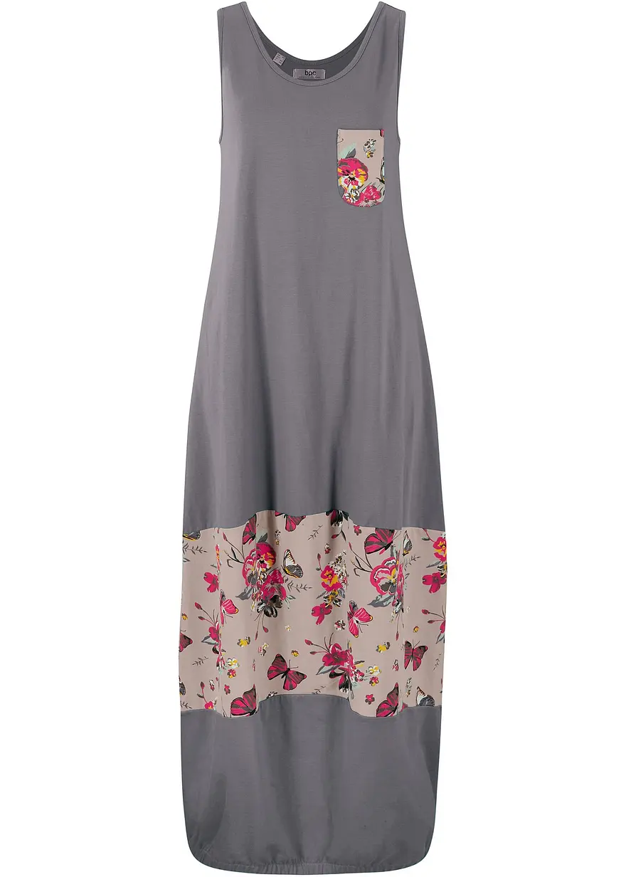 Maxi Baumwoll-Kleid in O-Form