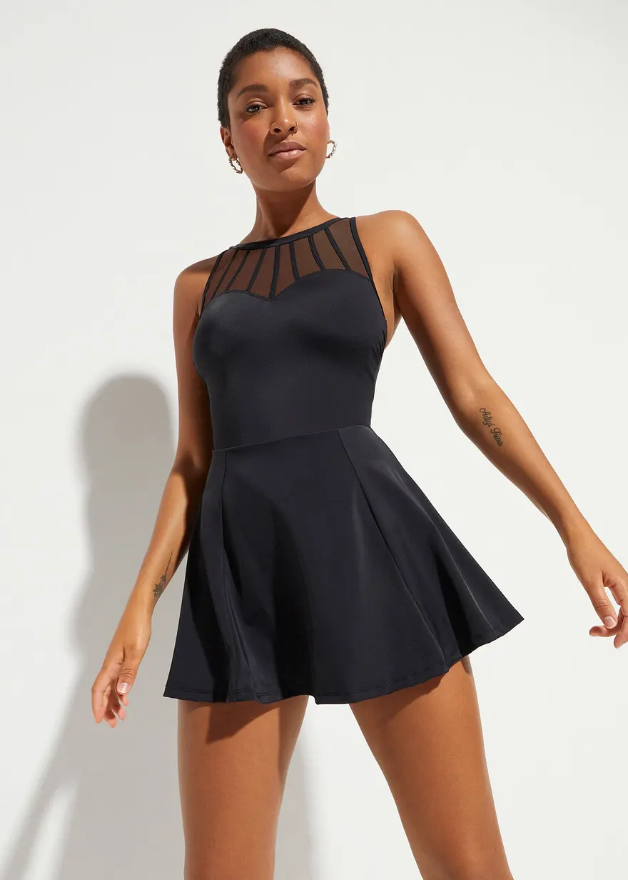 Medium Shape-Badekleid mit transparentem Mesh