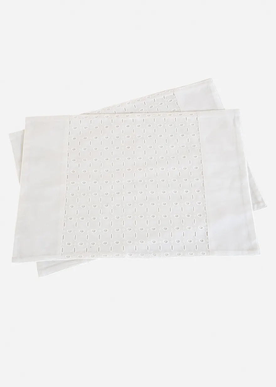 Bio Baumwoll Tischset mit Stickerei (2er Pack)