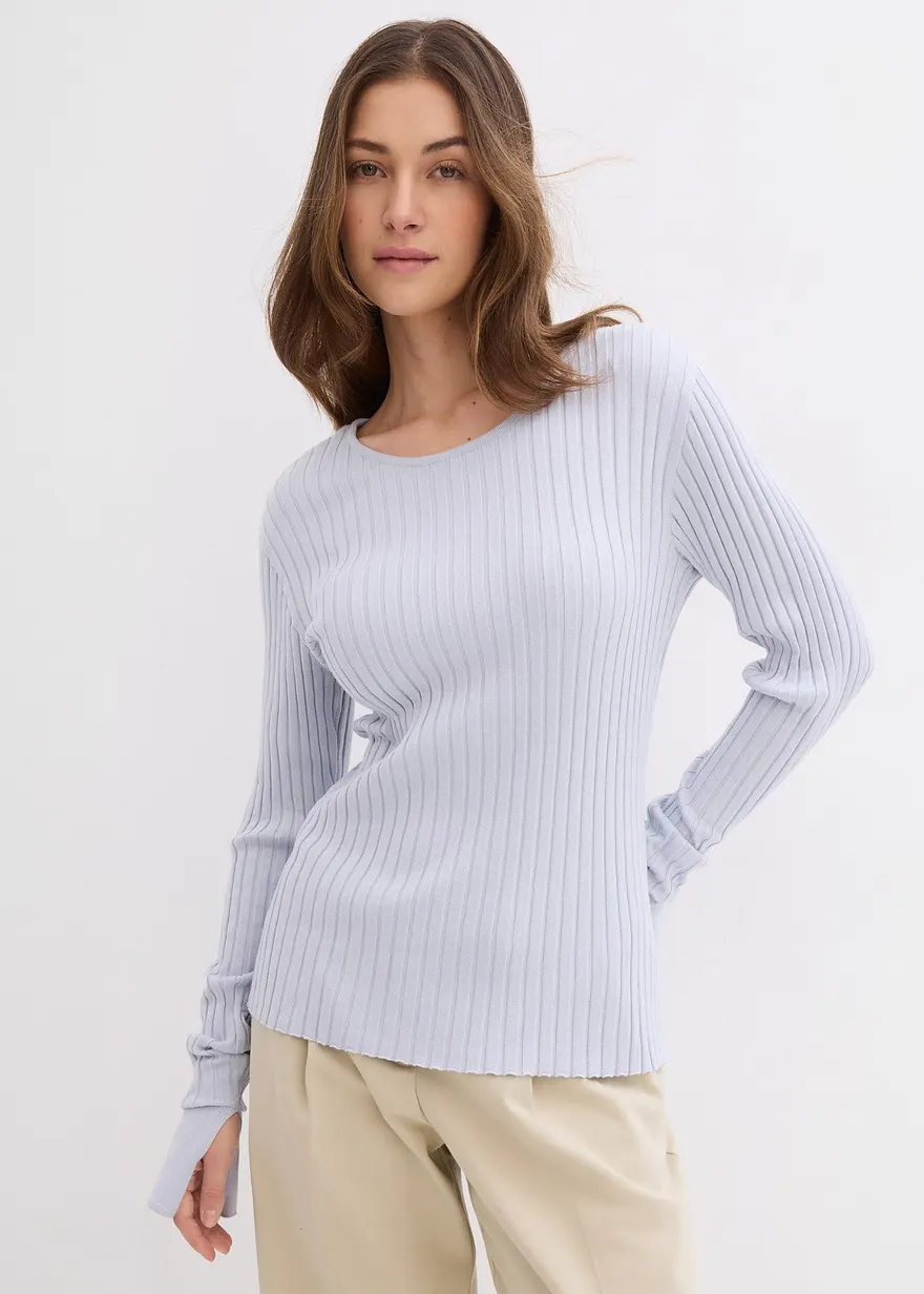 Geripptes Strickshirt