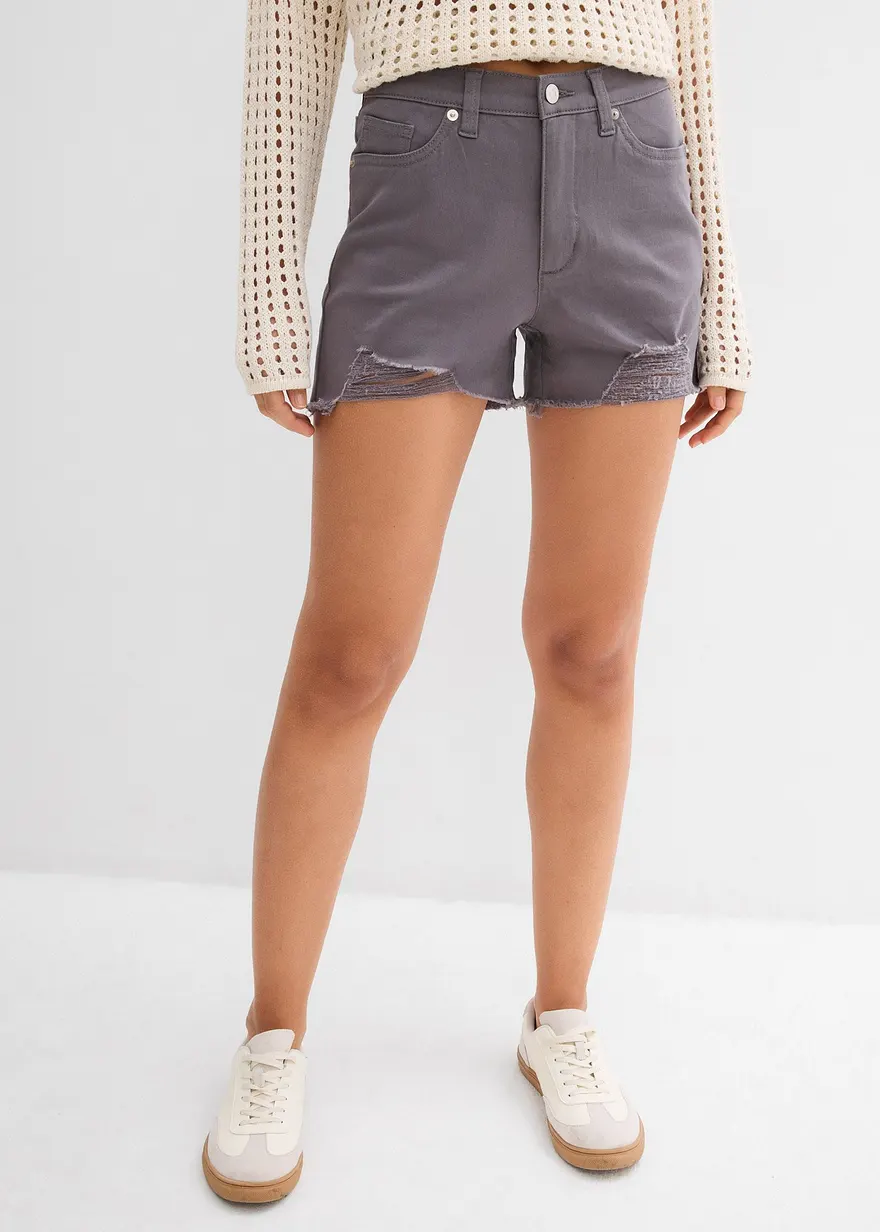 Highwaist-Shorts aus Twill