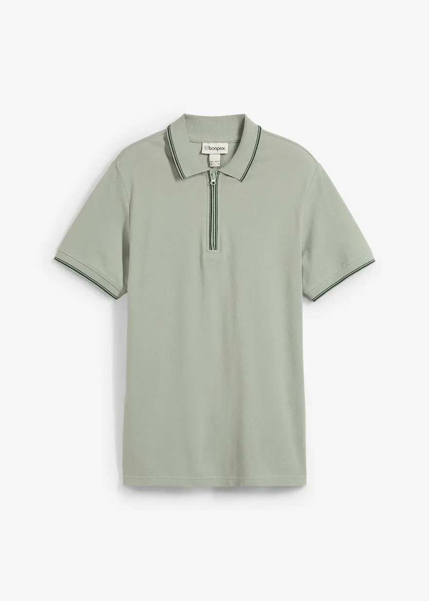 Piqué-Poloshirt mit Reißverschluss aus reiner Baumwolle