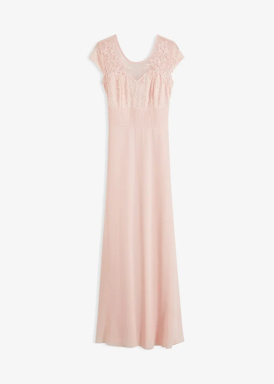 Chiffonkleid mit Spitze und Binde-Detail
