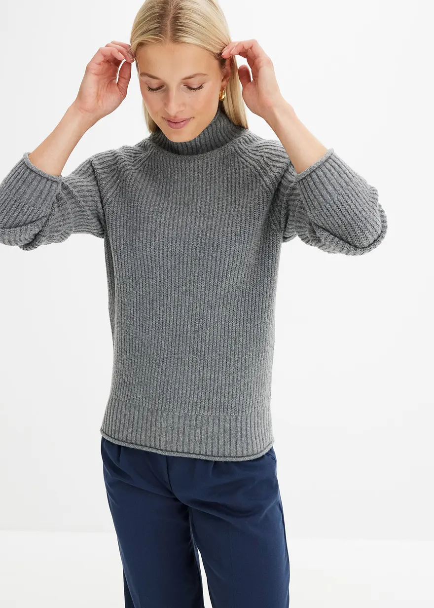 Strickpullover mit Stehkragen
