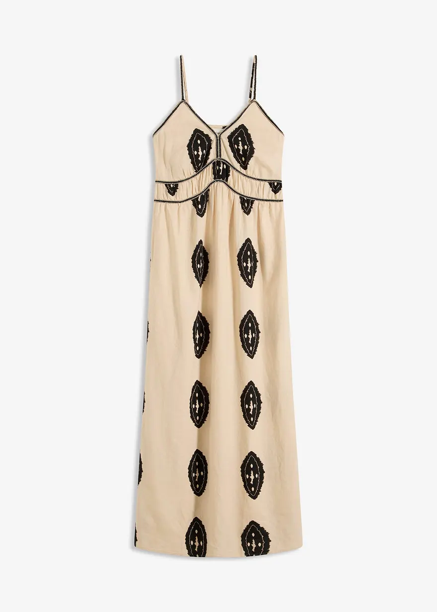 bedrucktes Leinen-Maxikleid