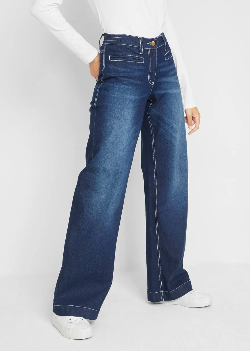 Wide Leg Jeans Mid Waist, Bequembund